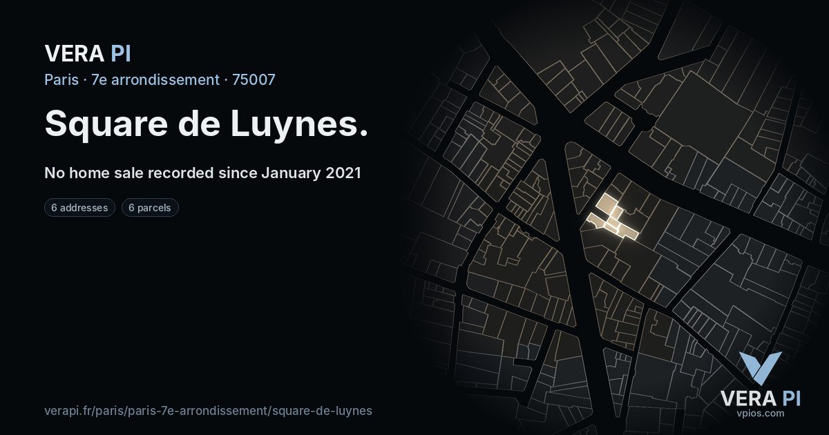 Square de Luynes, 7e arrondissement at night – every parcel coloured by the prices around it, the street's own parcels lit