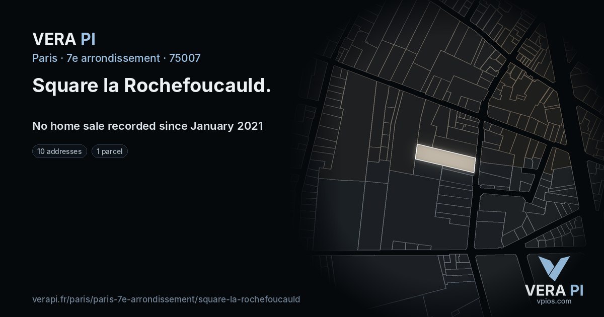 Square la Rochefoucauld, 7e arrondissement at night – every parcel coloured by the prices around it, the street's own parcels lit