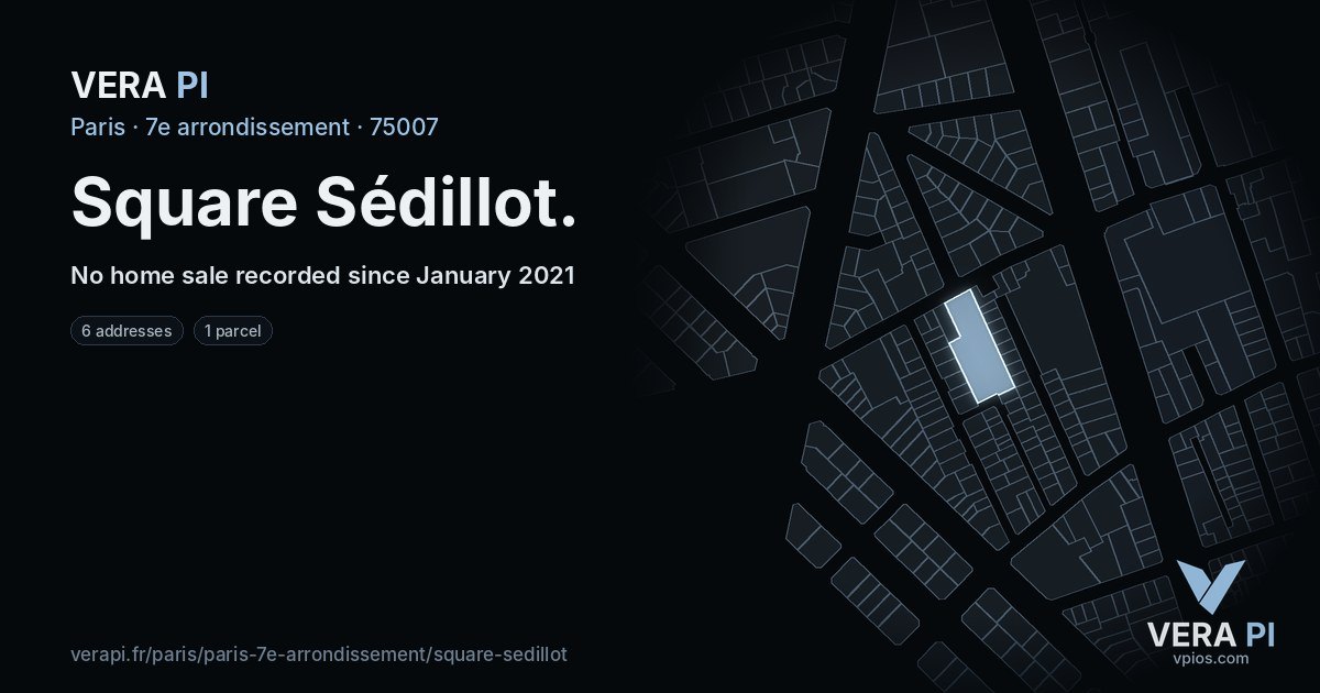 Square Sédillot, 7e arrondissement at night – every parcel coloured by the prices around it, the street's own parcels lit
