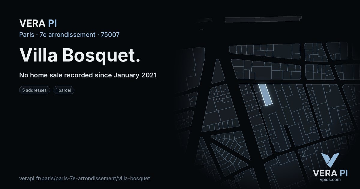 Villa Bosquet, 7e arrondissement at night – every parcel coloured by the prices around it, the street's own parcels lit