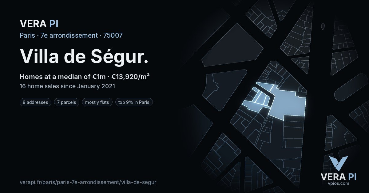 Villa de Ségur, 7e arrondissement at night – every parcel coloured by the prices around it, the street's own parcels lit