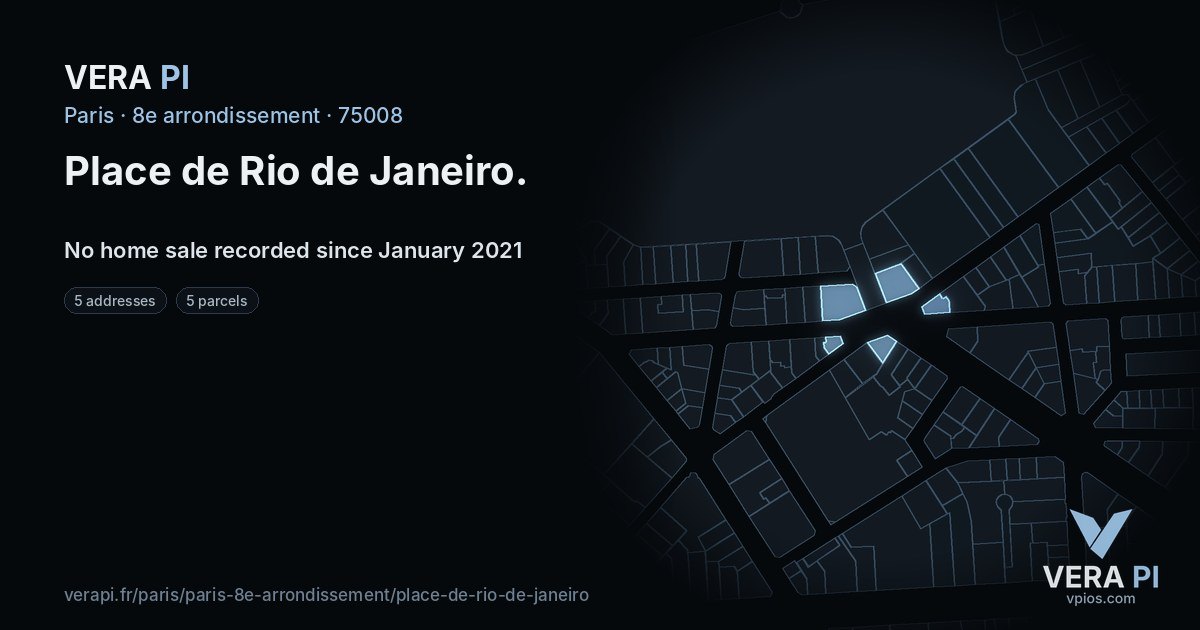 Place de Rio de Janeiro, 8e arrondissement at night – every parcel coloured by the prices around it, the street's own parcels lit