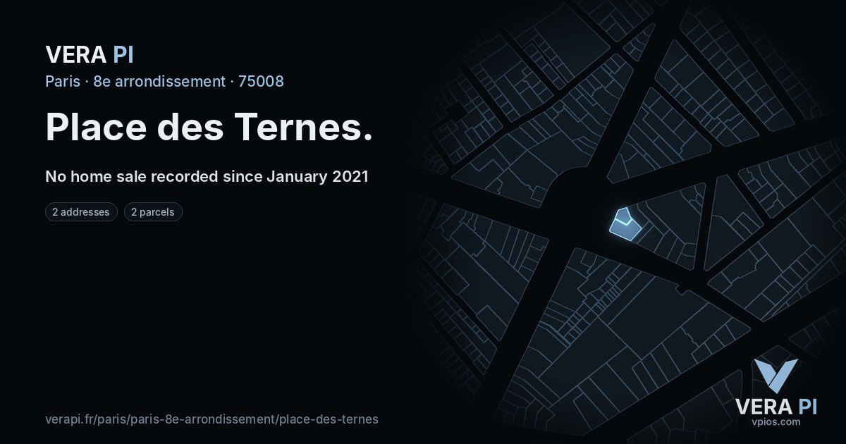 Place des Ternes, 8e arrondissement at night – every parcel coloured by the prices around it, the street's own parcels lit