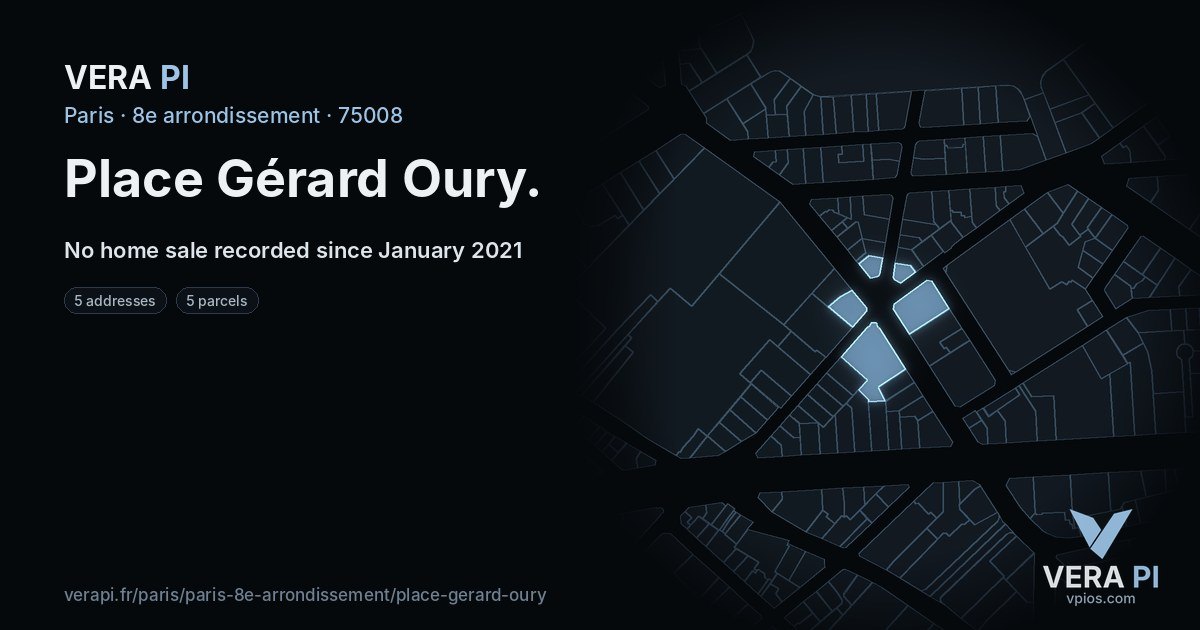 Place Gérard Oury, 8e arrondissement at night – every parcel coloured by the prices around it, the street's own parcels lit