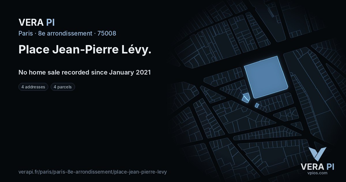 Place Jean-Pierre Lévy, 8e arrondissement at night – every parcel coloured by the prices around it, the street's own parcels lit