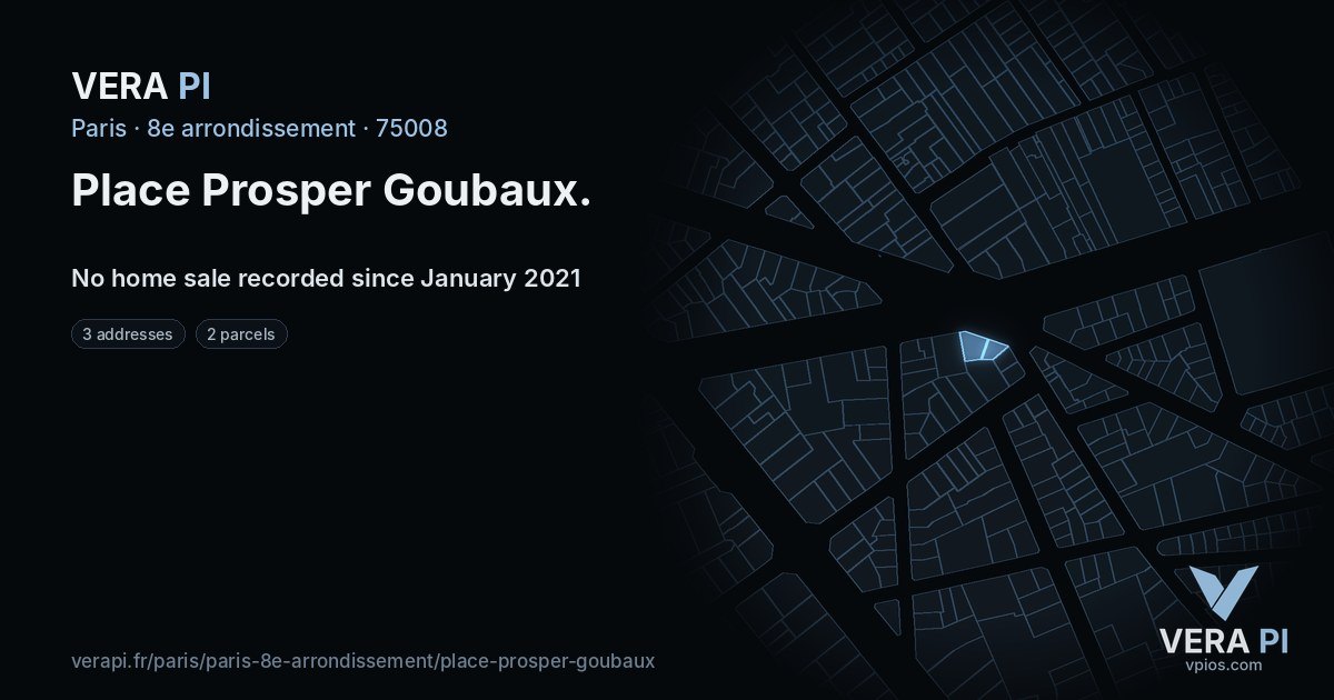 Place Prosper Goubaux, 8e arrondissement at night – every parcel coloured by the prices around it, the street's own parcels lit
