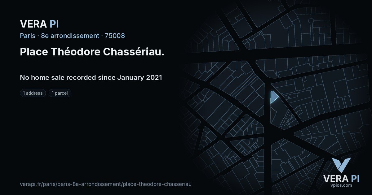 Place Théodore Chassériau, 8e arrondissement at night – every parcel coloured by the prices around it, the street's own parcels lit