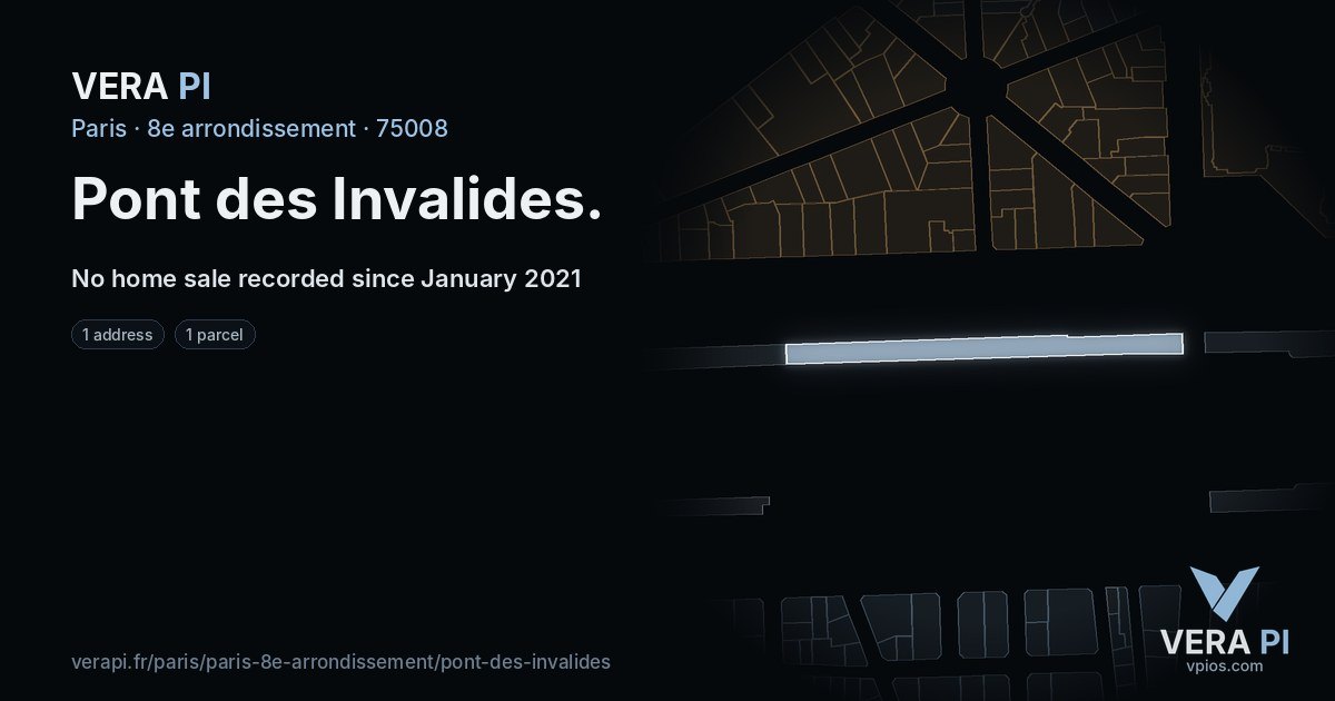 Pont des Invalides, 8e arrondissement at night – every parcel coloured by the prices around it, the street's own parcels lit