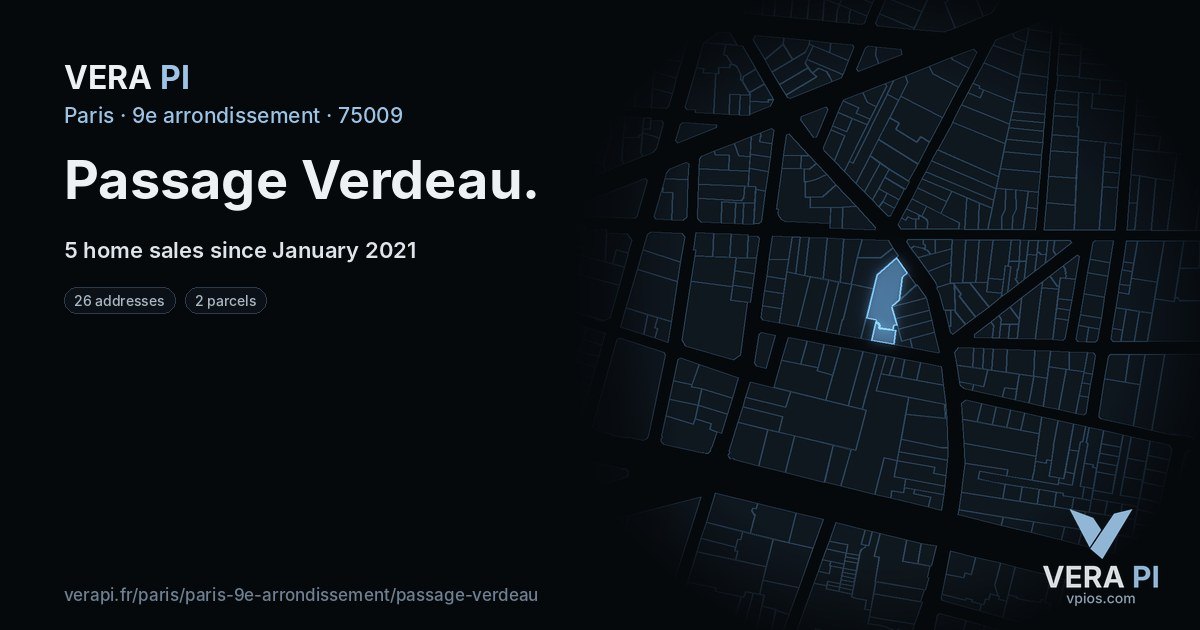 Passage Verdeau, 9e arrondissement at night – every parcel coloured by the prices around it, the street's own parcels lit