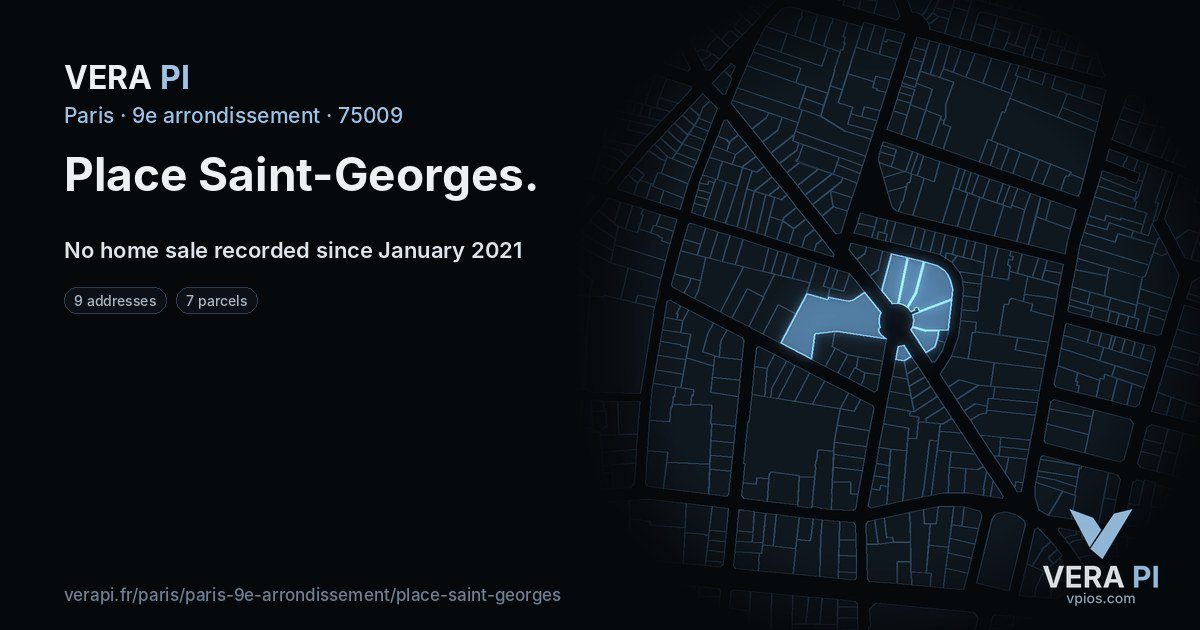 Place Saint-Georges, 9e arrondissement at night – every parcel coloured by the prices around it, the street's own parcels lit