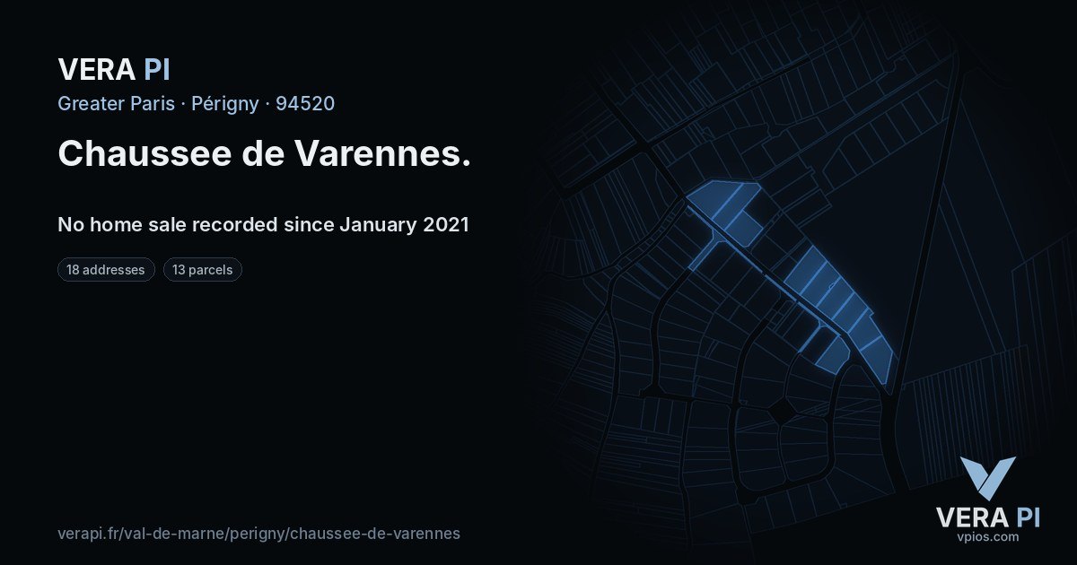 Chaussee de Varennes, Périgny at night – every parcel coloured by the prices around it, the street's own parcels lit