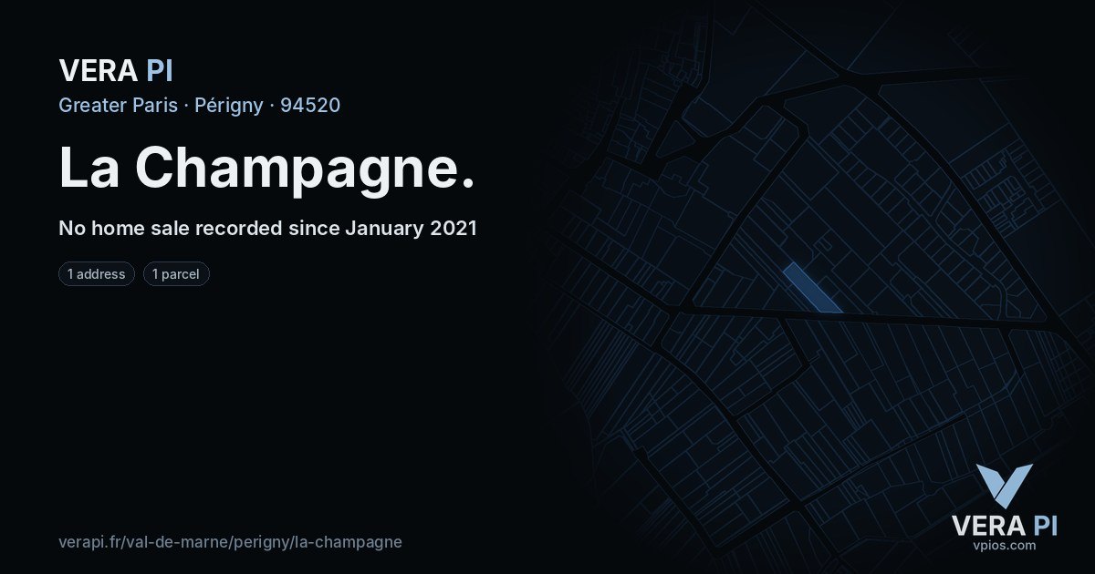 La Champagne, Périgny at night – every parcel coloured by the prices around it, the street's own parcels lit