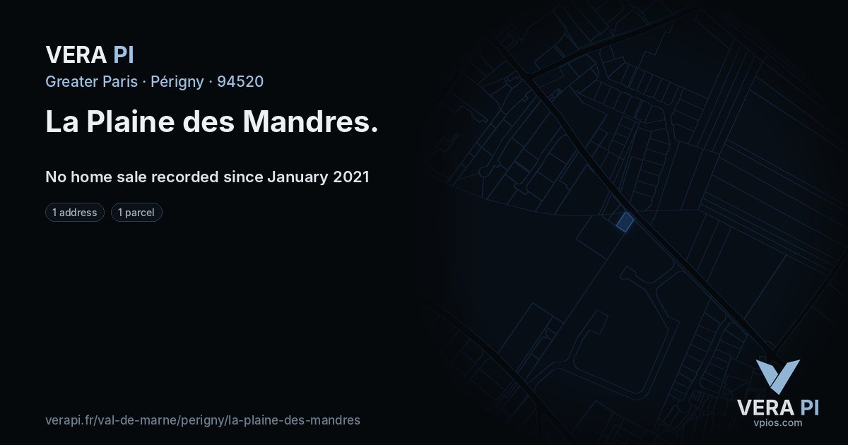 La Plaine des Mandres, Périgny at night – every parcel coloured by the prices around it, the street's own parcels lit