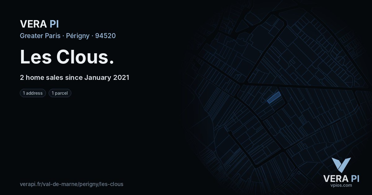 Les Clous, Périgny at night – every parcel coloured by the prices around it, the street's own parcels lit