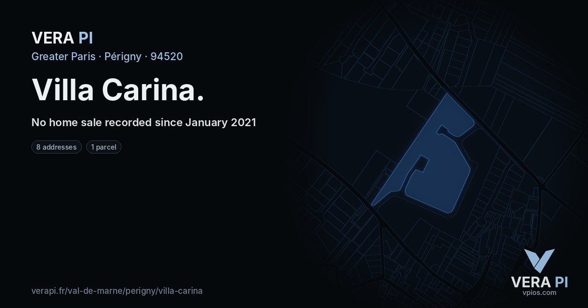 Villa Carina, Périgny at night – every parcel coloured by the prices around it, the street's own parcels lit