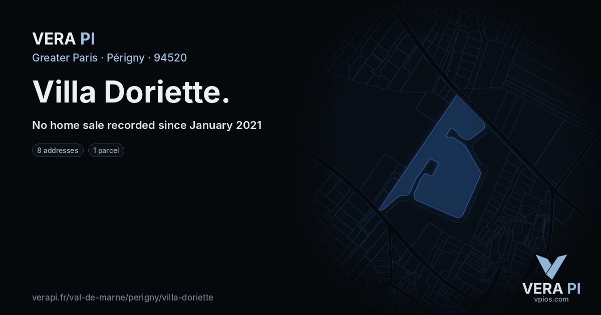 Villa Doriette, Périgny at night – every parcel coloured by the prices around it, the street's own parcels lit