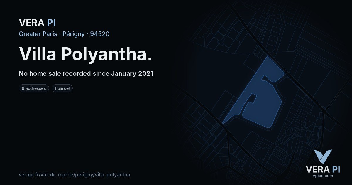 Villa Polyantha, Périgny at night – every parcel coloured by the prices around it, the street's own parcels lit