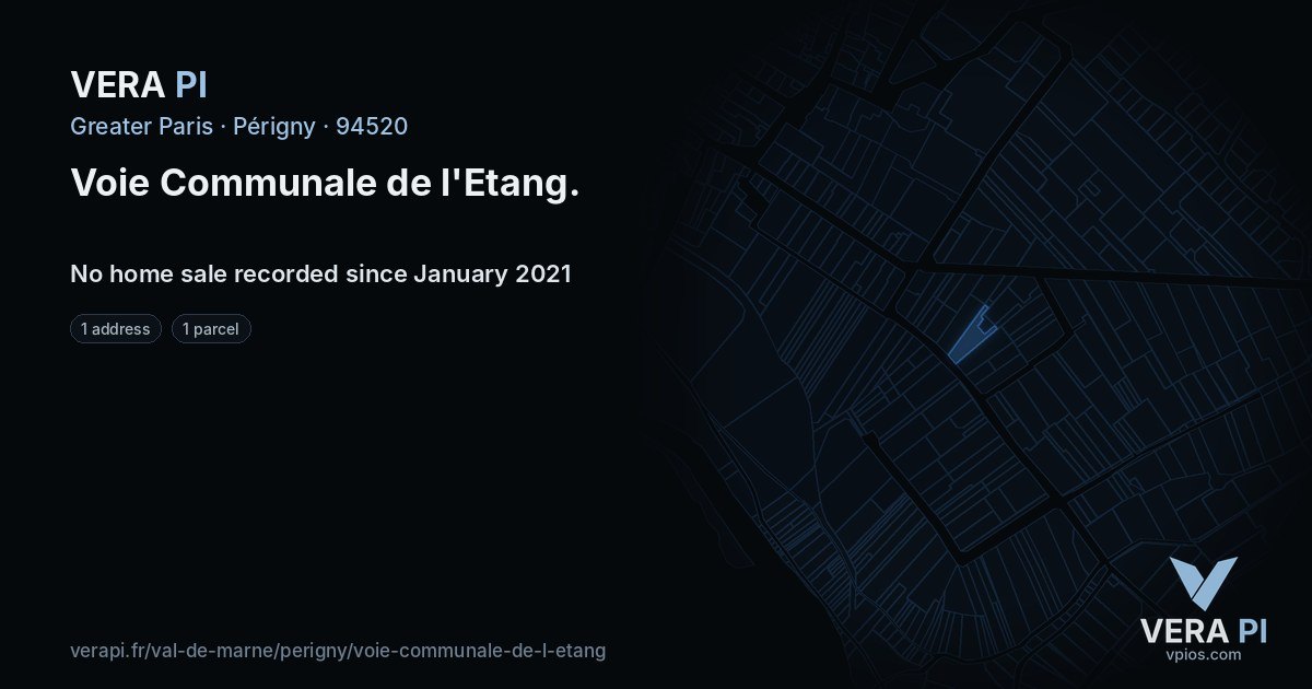 Voie Communale de l'Etang, Périgny at night – every parcel coloured by the prices around it, the street's own parcels lit
