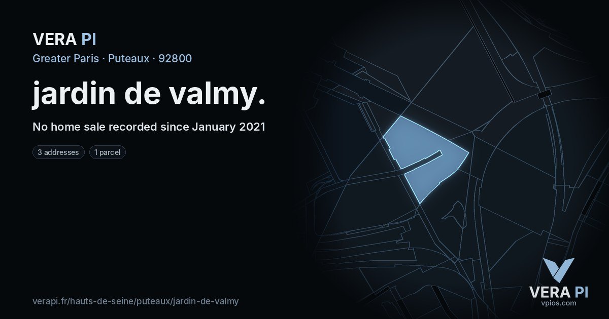 jardin de valmy, Puteaux at night – every parcel coloured by the prices around it, the street's own parcels lit