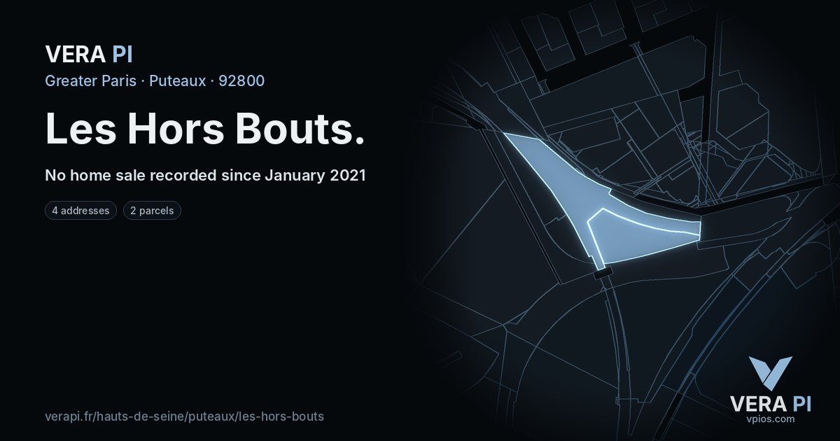 Les Hors Bouts, Puteaux at night – every parcel coloured by the prices around it, the street's own parcels lit