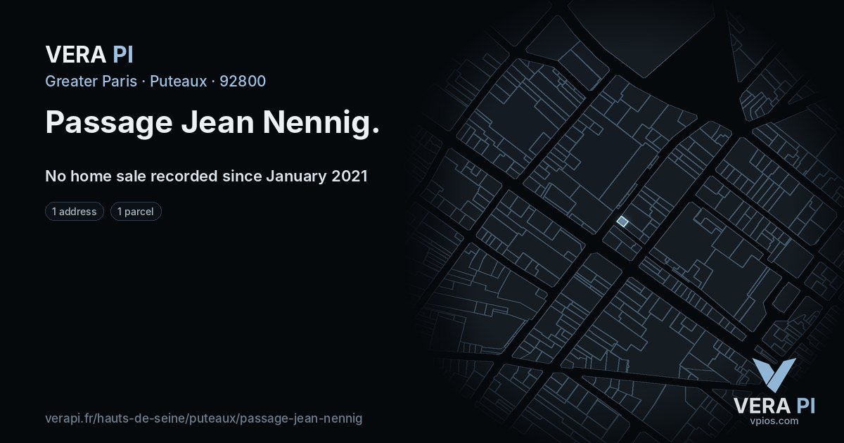 Passage Jean Nennig, Puteaux at night – every parcel coloured by the prices around it, the street's own parcels lit