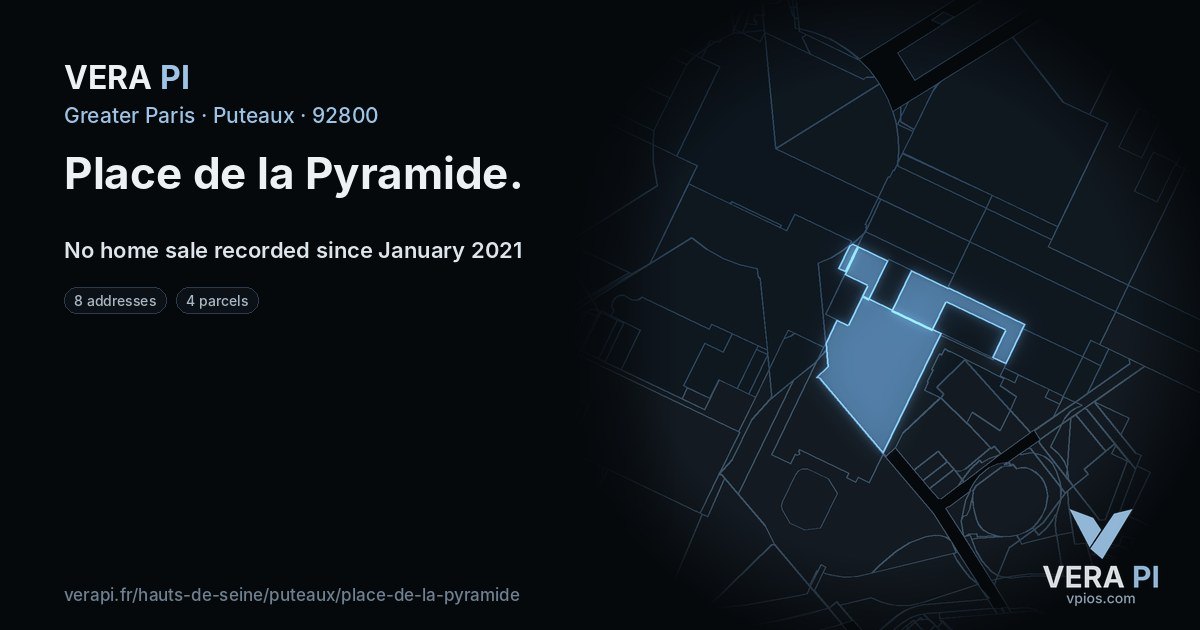 Place de la Pyramide, Puteaux at night – every parcel coloured by the prices around it, the street's own parcels lit