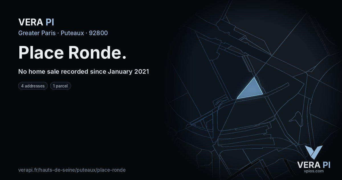 Place Ronde, Puteaux at night – every parcel coloured by the prices around it, the street's own parcels lit