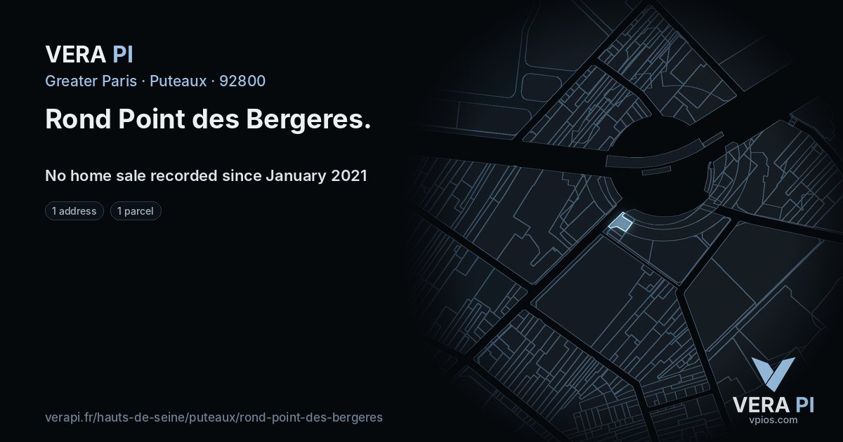 Rond Point des Bergeres, Puteaux at night – every parcel coloured by the prices around it, the street's own parcels lit