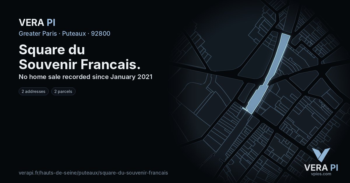 Square du Souvenir Francais, Puteaux at night – every parcel coloured by the prices around it, the street's own parcels lit