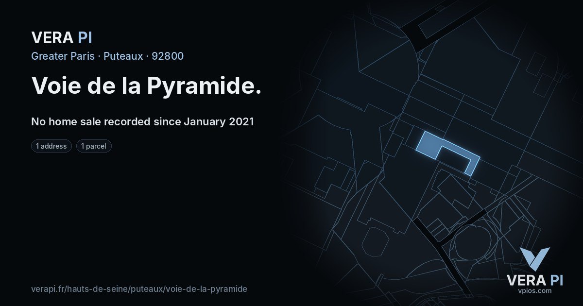 Voie de la Pyramide, Puteaux at night – every parcel coloured by the prices around it, the street's own parcels lit