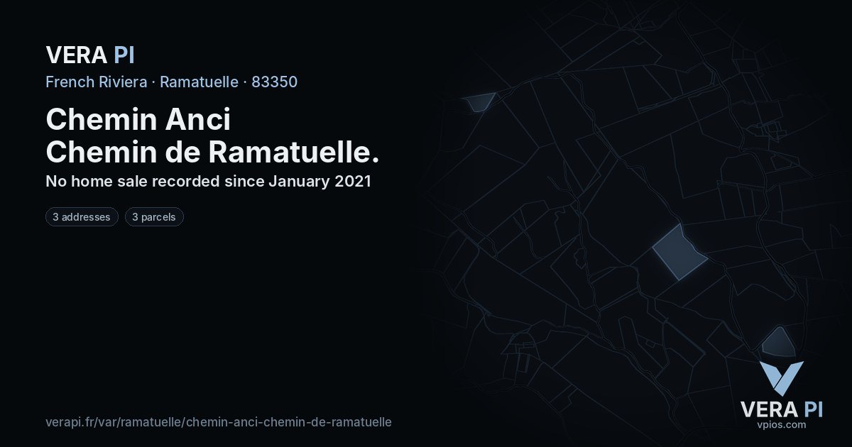 Chemin Anci Chemin de Ramatuelle, Ramatuelle at night – every parcel coloured by the prices around it, the street's own parcels lit