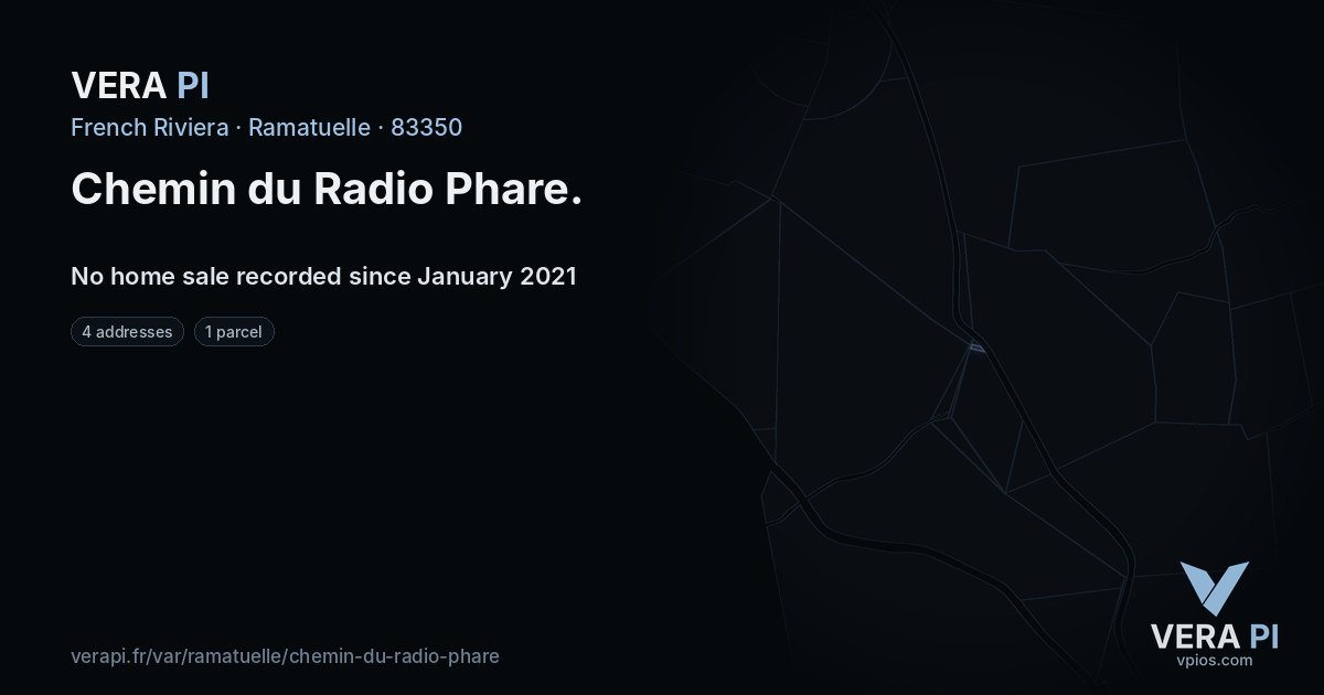 Chemin du Radio Phare, Ramatuelle at night – every parcel coloured by the prices around it, the street's own parcels lit