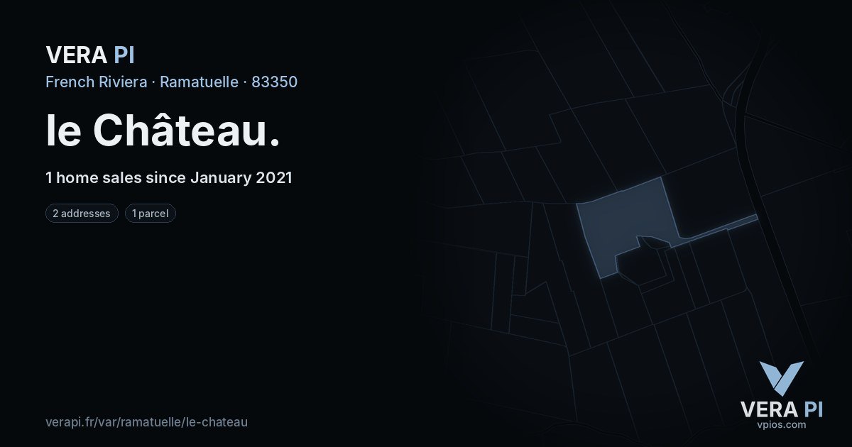 le Château, Ramatuelle at night – every parcel coloured by the prices around it, the street's own parcels lit