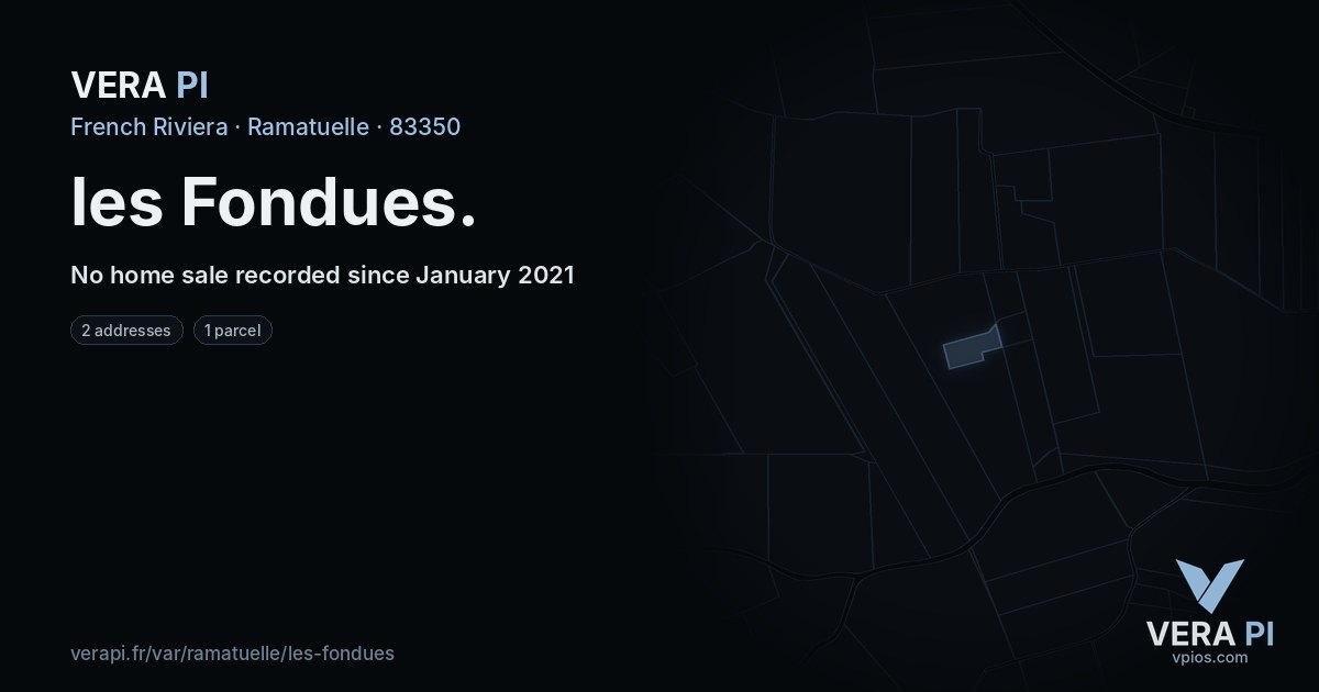 les Fondues, Ramatuelle at night – every parcel coloured by the prices around it, the street's own parcels lit