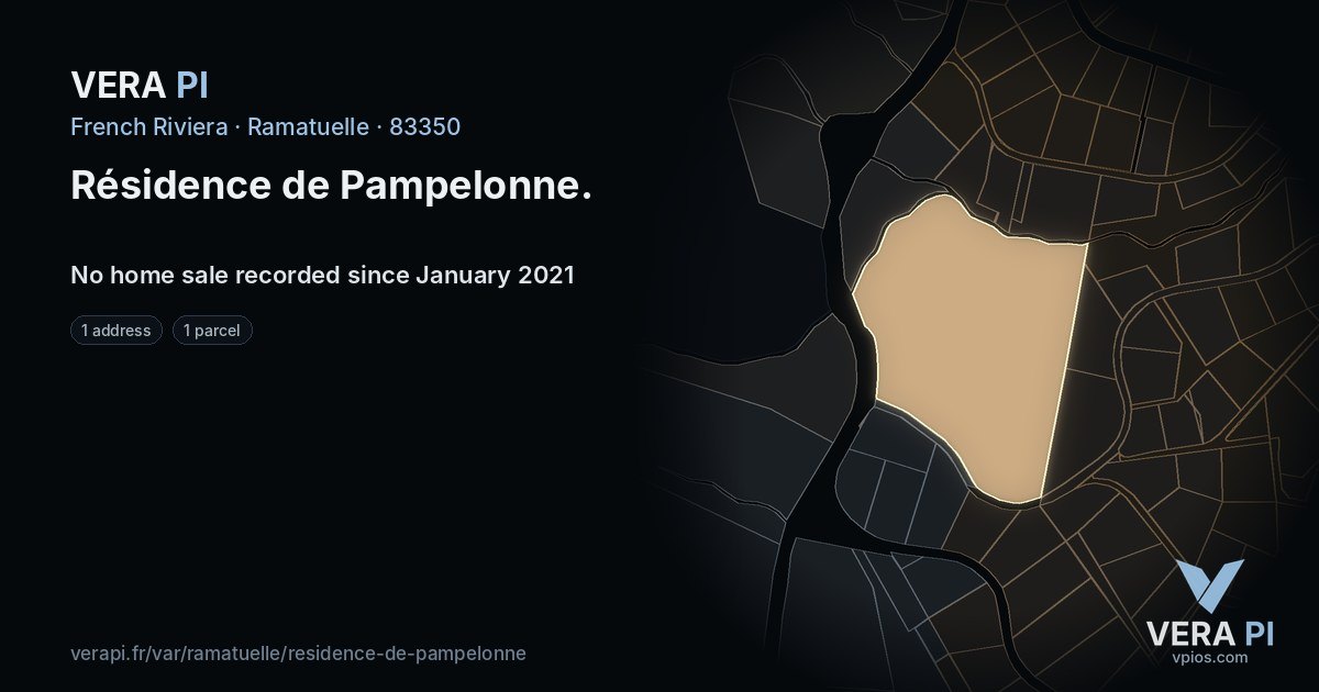 Résidence de Pampelonne, Ramatuelle at night – every parcel coloured by the prices around it, the street's own parcels lit
