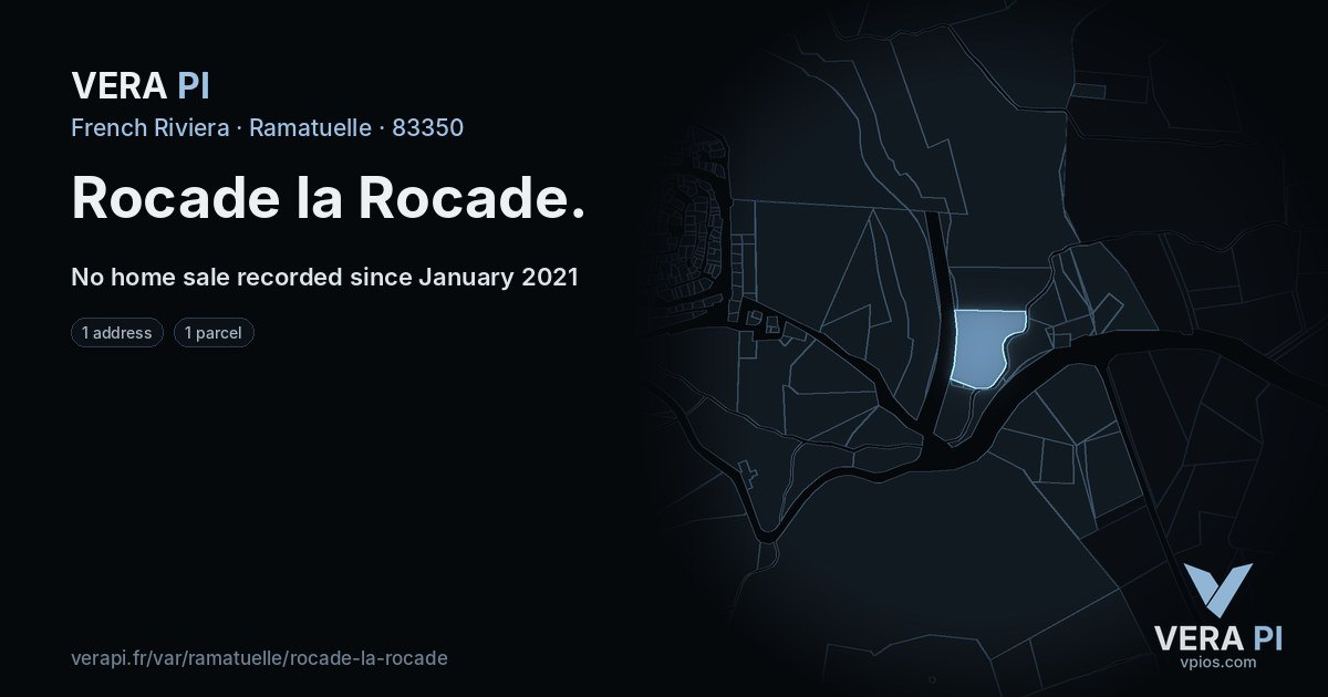 Rocade la Rocade, Ramatuelle at night – every parcel coloured by the prices around it, the street's own parcels lit
