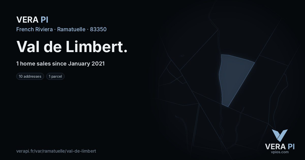 Val de Limbert, Ramatuelle at night – every parcel coloured by the prices around it, the street's own parcels lit