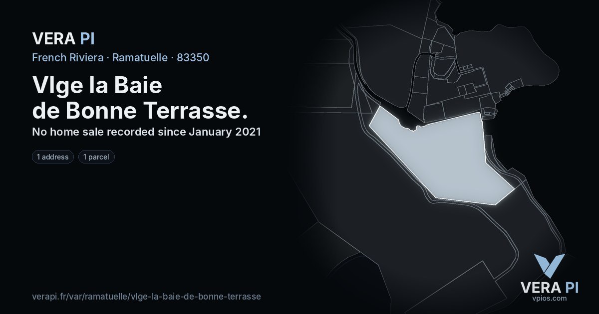 Vlge la Baie de Bonne Terrasse, Ramatuelle at night – every parcel coloured by the prices around it, the street's own parcels lit