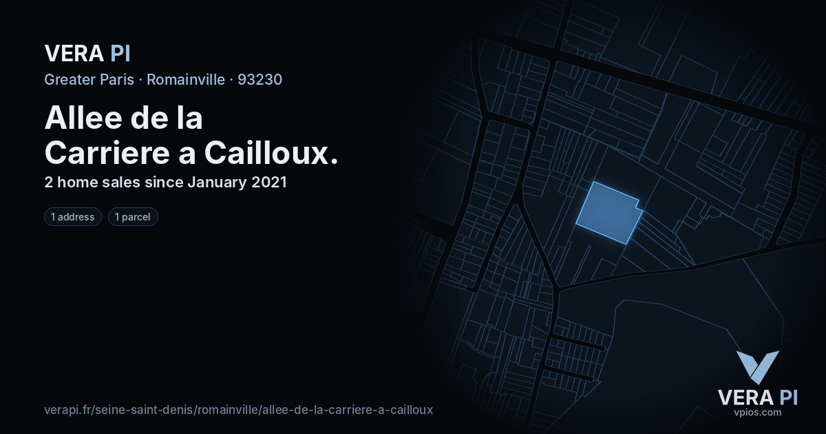 Allee de la Carriere a Cailloux, Romainville at night – every parcel coloured by the prices around it, the street's own parcels lit