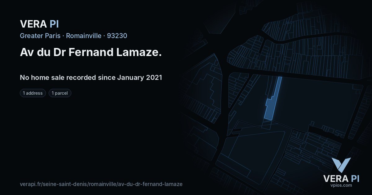 Av du Dr Fernand Lamaze, Romainville at night – every parcel coloured by the prices around it, the street's own parcels lit