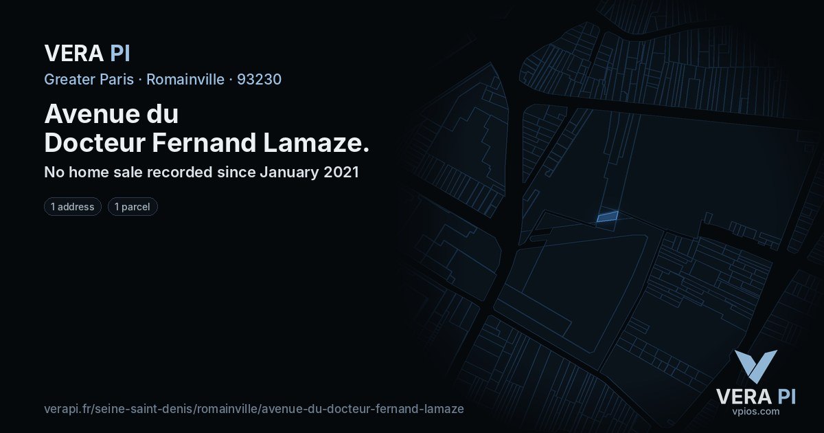 Avenue du Docteur Fernand Lamaze, Romainville at night – every parcel coloured by the prices around it, the street's own parcels lit
