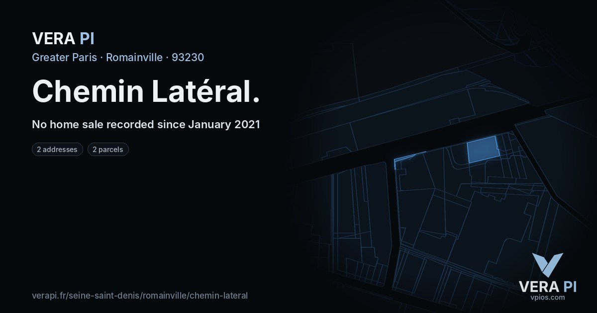 Chemin Latéral, Romainville at night – every parcel coloured by the prices around it, the street's own parcels lit