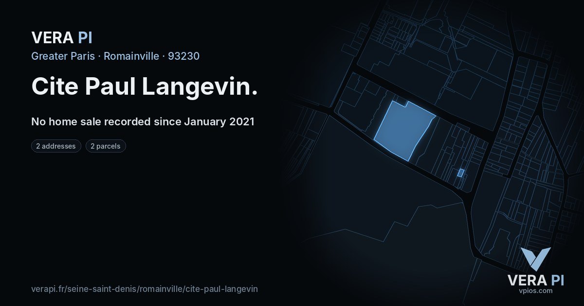 Cite Paul Langevin, Romainville at night – every parcel coloured by the prices around it, the street's own parcels lit