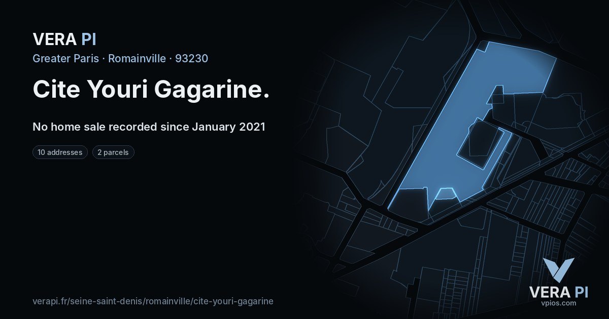 Cite Youri Gagarine, Romainville at night – every parcel coloured by the prices around it, the street's own parcels lit