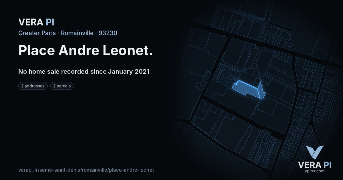 Place Andre Leonet, Romainville at night – every parcel coloured by the prices around it, the street's own parcels lit