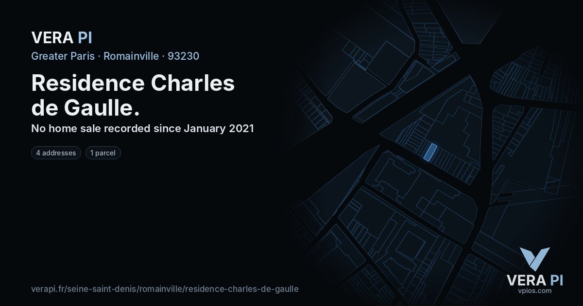 Residence Charles de Gaulle, Romainville at night – every parcel coloured by the prices around it, the street's own parcels lit