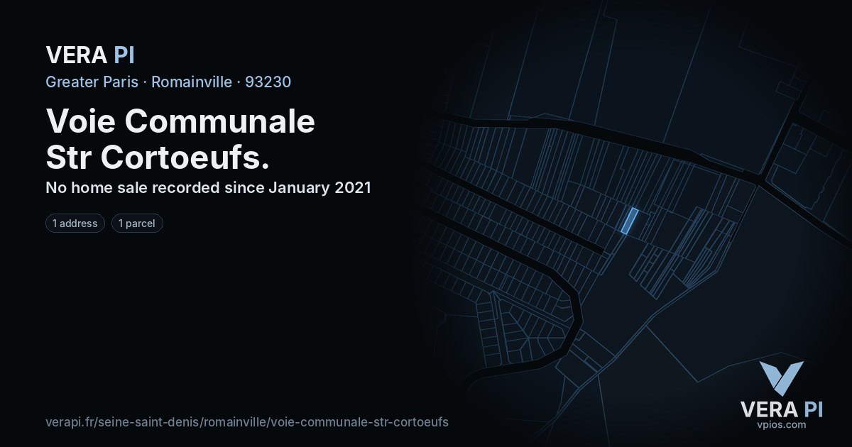 Voie Communale Str Cortoeufs, Romainville at night – every parcel coloured by the prices around it, the street's own parcels lit