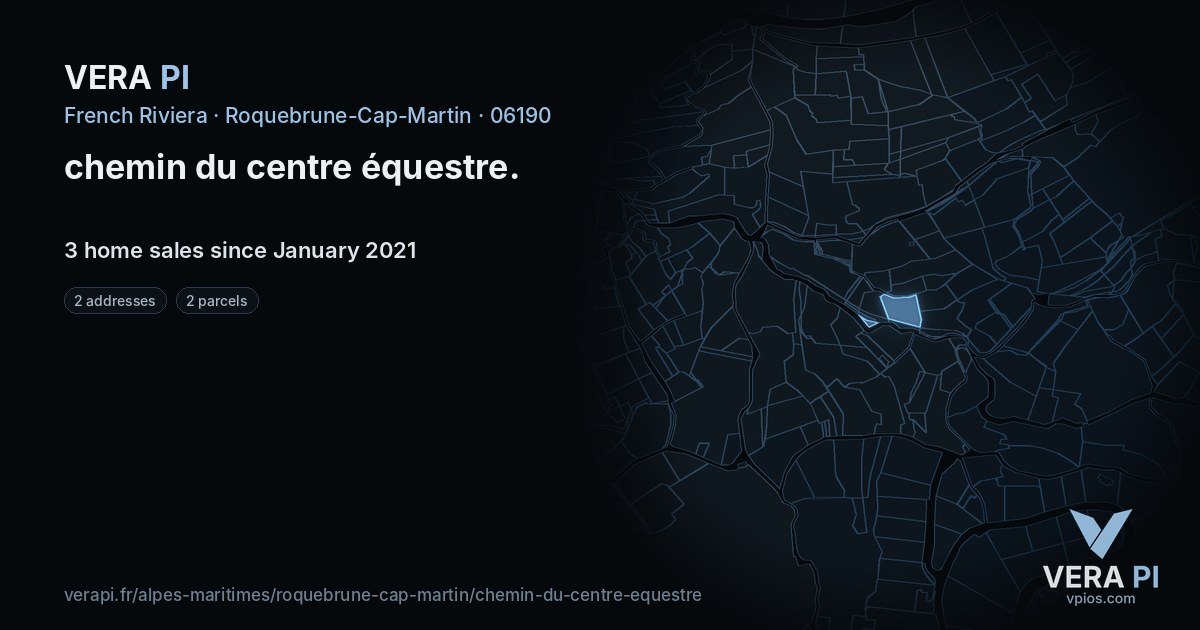 chemin du centre équestre, Roquebrune-Cap-Martin at night – every parcel coloured by the prices around it, the street's own parcels lit