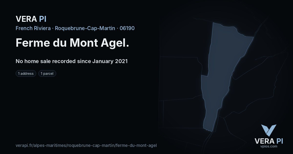 Ferme du Mont Agel, Roquebrune-Cap-Martin at night – every parcel coloured by the prices around it, the street's own parcels lit