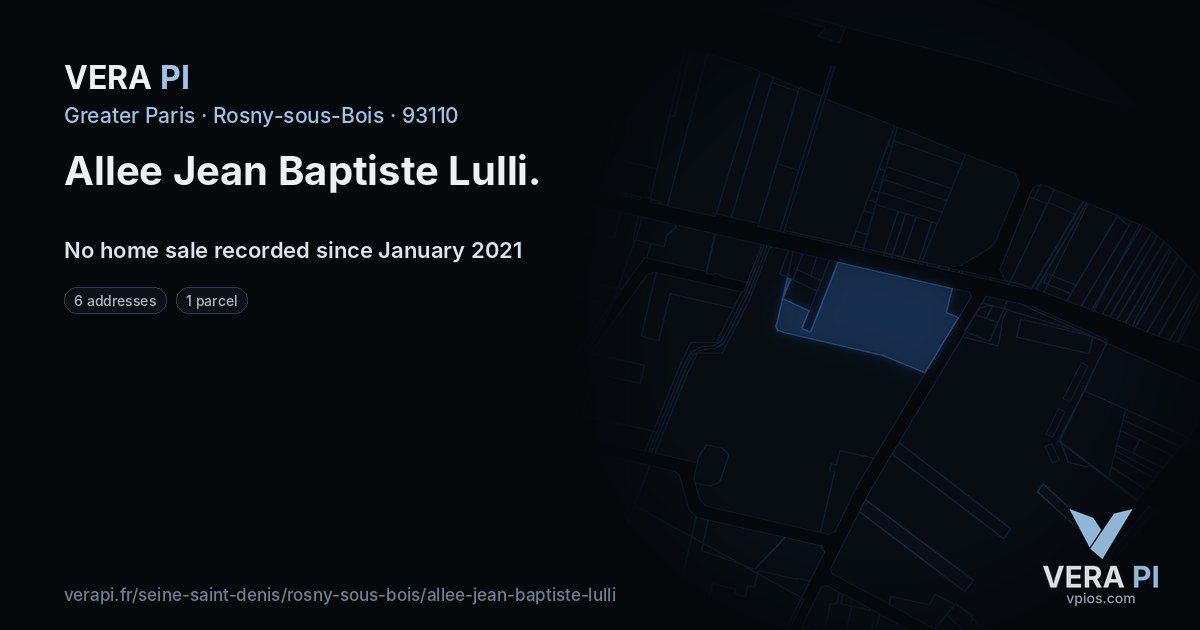 Allee Jean Baptiste Lulli, Rosny-sous-Bois at night – every parcel coloured by the prices around it, the street's own parcels lit